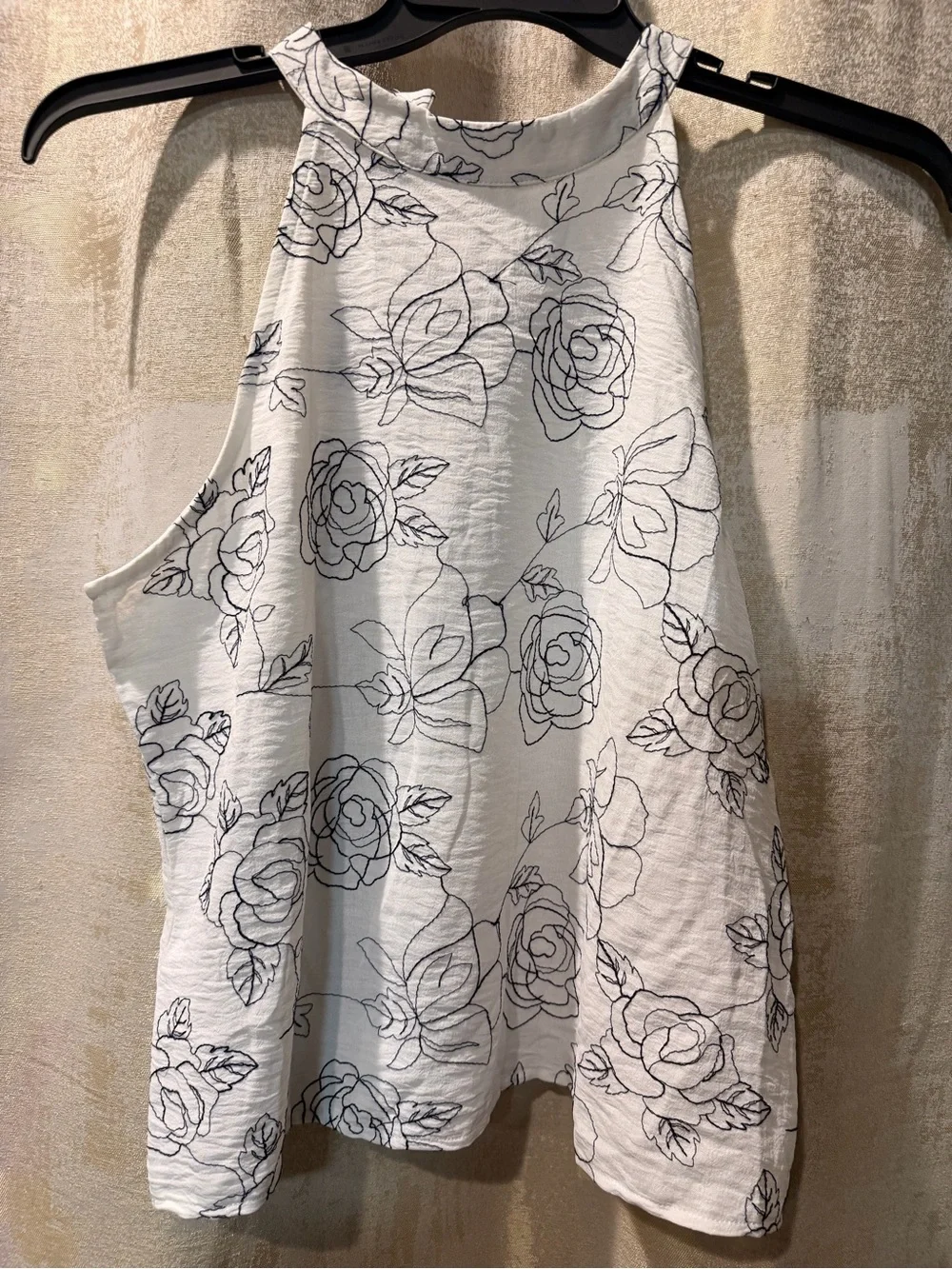 White Face Mask with Navy Floral Outline